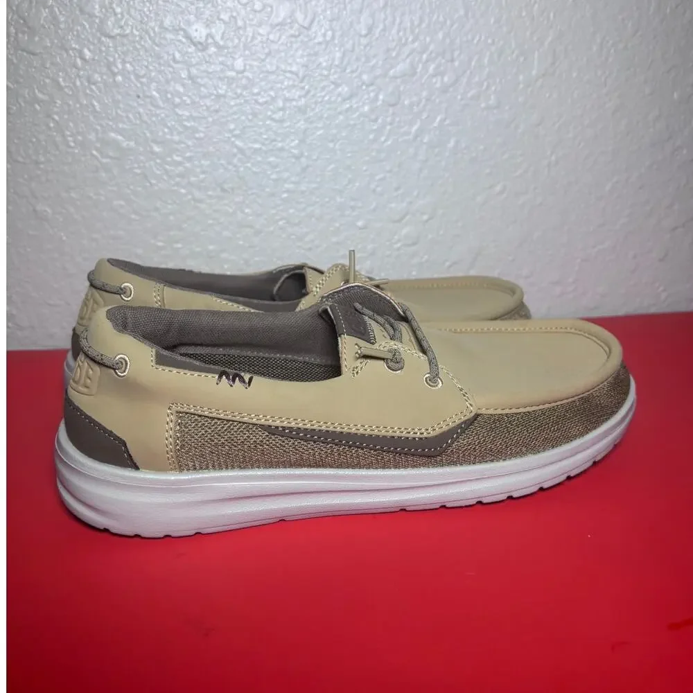 Hey Dude Men's Welsh Grip Classic Mesh Slip on Boat Brown Shoes size 9